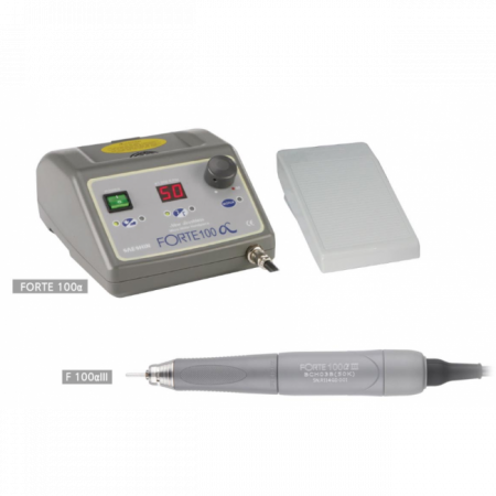 Saeshin FORTE 100/F100 aIII - бесщеточный микромотор с наконечником F100 aIII, педаль с регулировкой скорости наконечника, 50000 об/мин 