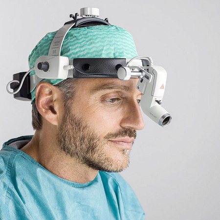 Heine ML4 LED UNPLUGGED - налобный светодиодный осветитель с аккумулятором на шлеме 