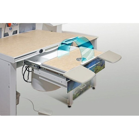 Аверон СЗТ 1.3 ЛОРЕЛЕЯ - стол зубного техника серии МАСТЕР с двухуровневой столешницей в полностью металлическом исполнении